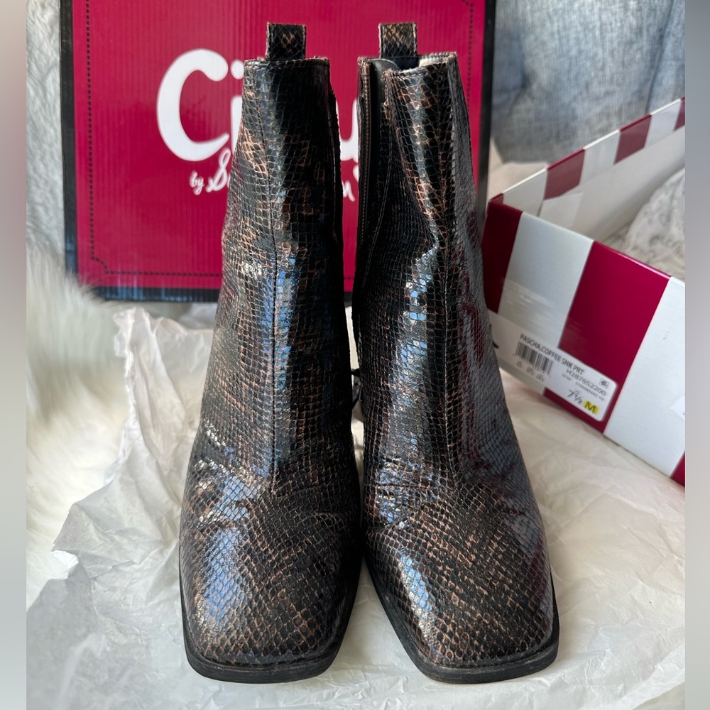 Circus by Sam Edelman Coffee Snakeskin Boots